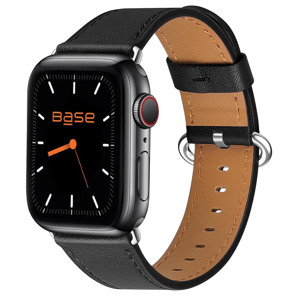 Full-Grain Leather Watch Band for Apple Series 1/2/3/4/5/6/7/SE - Large (42/44/45mm) - Black