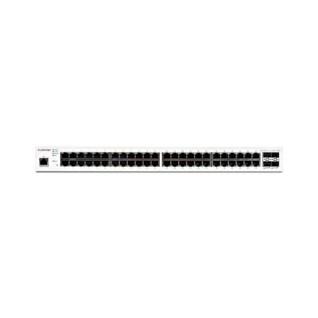 Fortinet BTBR48 | FS-248E-POE | FortiSwitch-248E-POE L2/L3 PoE+ Switch ù 48x GE RJ45 Ports(24 PoE+ Capable), 4 x 1 GE SFP Slots. FortiGate Switch Cont