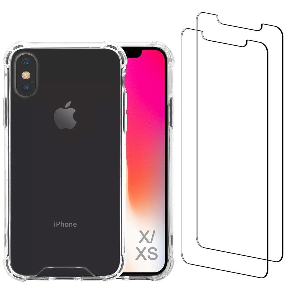 iPhone X/iPhone XS case and 2 protective screens - Recycled plastic - Transparent