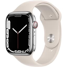 Apple Watch Series 7 (2021) GPS + Cellular 45 mm - Stainless steel Silver - Sport band Starlight
