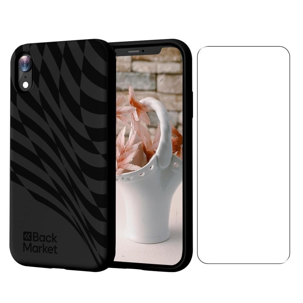 Back Market Case iPhone XR and protective screen - 100% Biodegradable - Black Wave