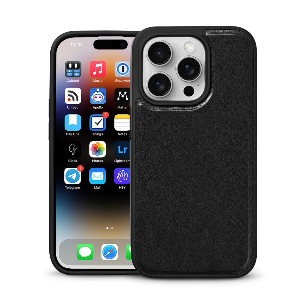 iPhone 16 Pro case - Leather - Black