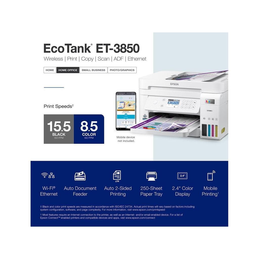 Epson America EcoTank ET-3850 Inkjet printer