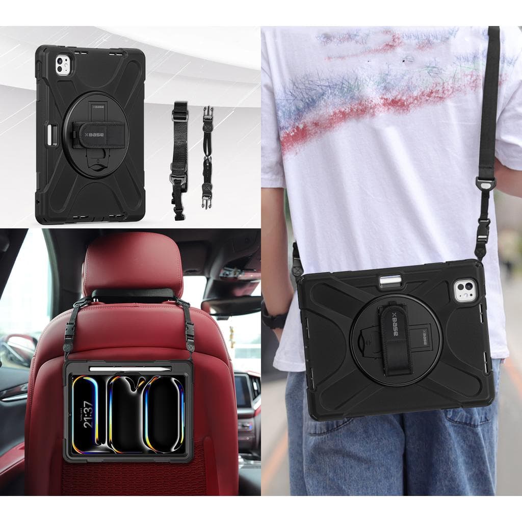 Heavy Duty Case for iPad 11 PRO 2024 w/ Hand Strap, Shoulder Strap & Kickstand