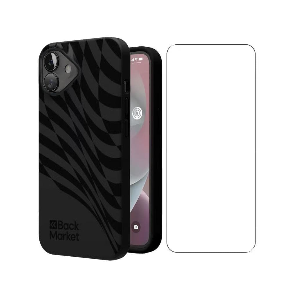 Back Market Case iPhone 16 and protective screen - 100% Biodegradable - Black Wave