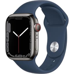 Apple Watch Series 7 (2021) GPS + Cellular 41 mm - Stainless steel Silver - Sport band Blue