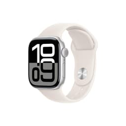 Apple Watch Series 10 (2024) GPS + Cellular 46 mm - Aluminium Silver - Sport band White
