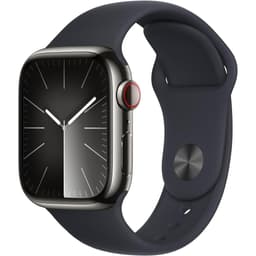 Apple Watch Series 9 (2023) GPS + Cellular 41 mm - Stainless steel Graphite - Sport band Black