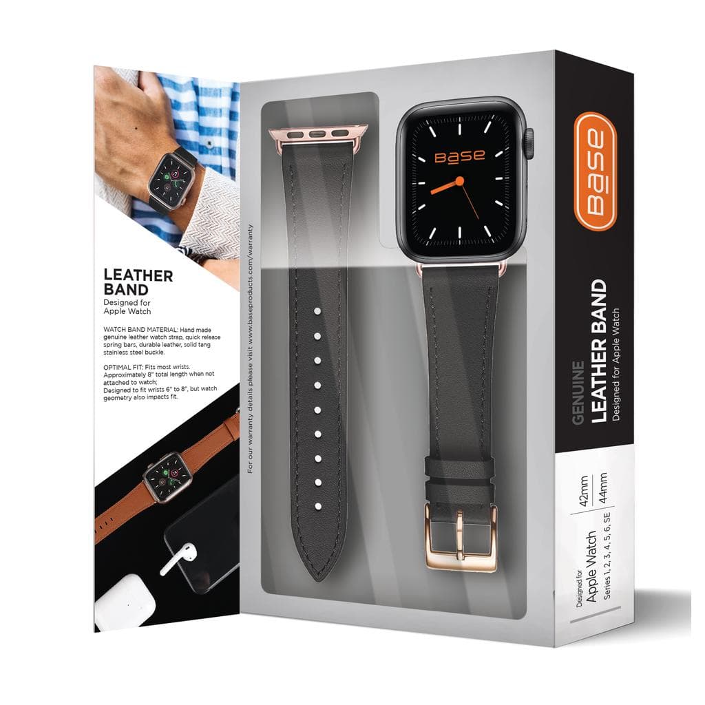 Full-Grain Leather Watch Bands for Apple Series 1/2/3/4/5/6/7/SE - Small (38/40/41mm) - Black