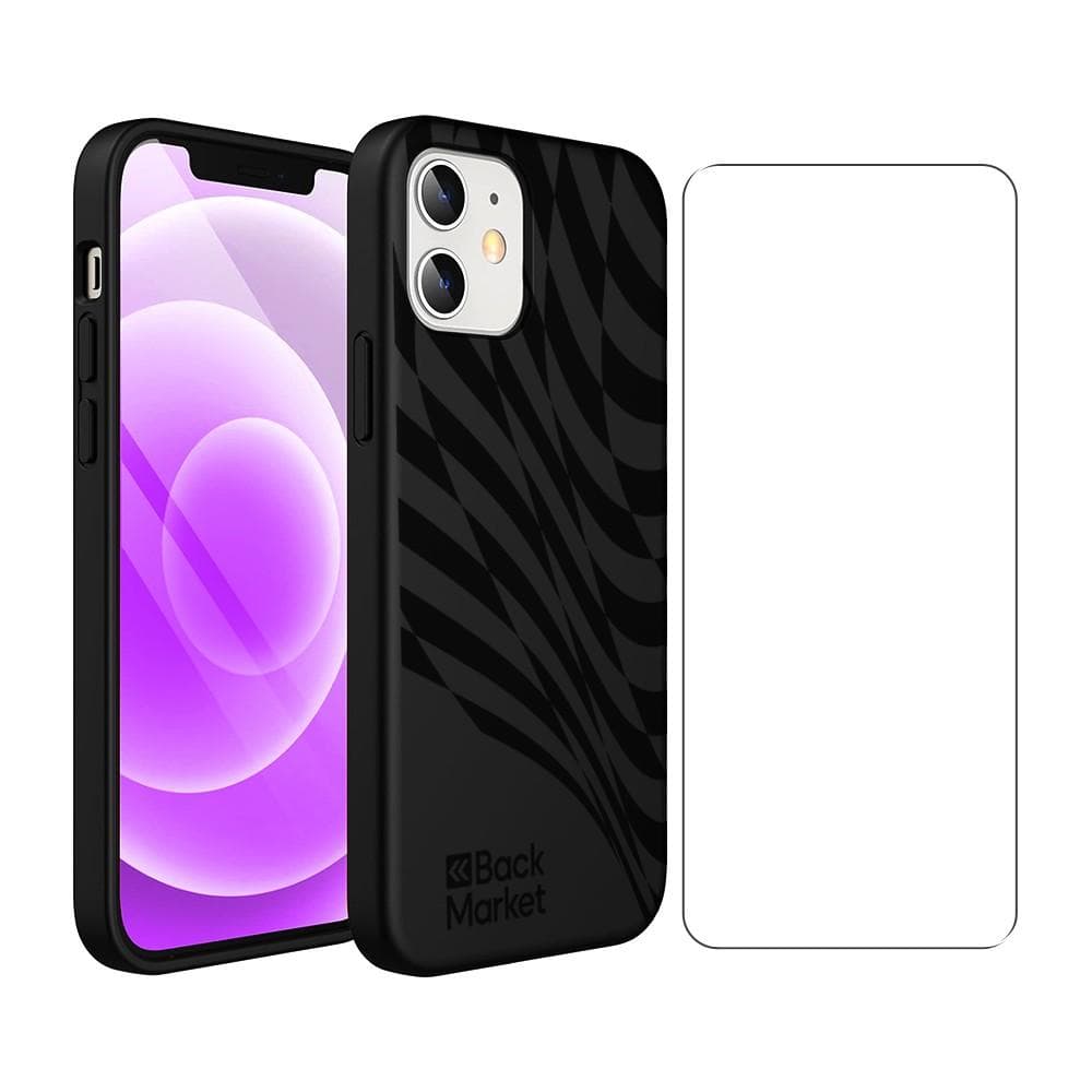 Back Market Case iPhone 12 mini and protective screen - 100% Biodegradable - Black Wave