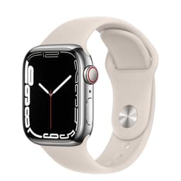 Apple Watch Series 7 (2021) GPS + Cellular 41 mm - Stainless steel Silver - Sport band Starlight