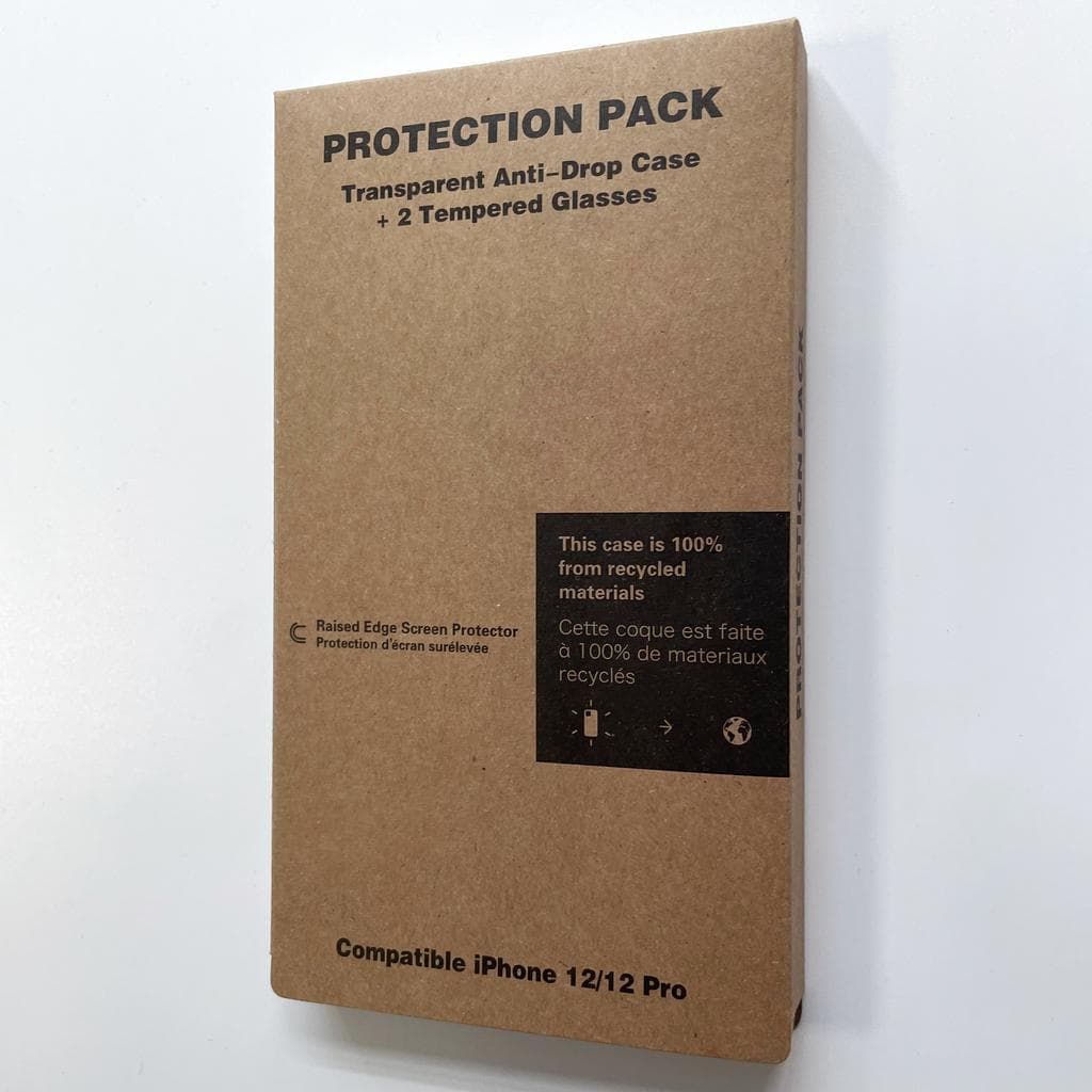 iPhone 12/iPhone 12 Pro case and 2 protective screens - Recycled plastic - Transparent
