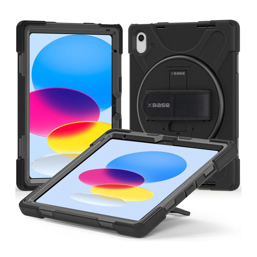 Heavy Duty Case for iPad 10 & 11 Gen w/ Hand Strap, Shoulder Strap & Kickstand