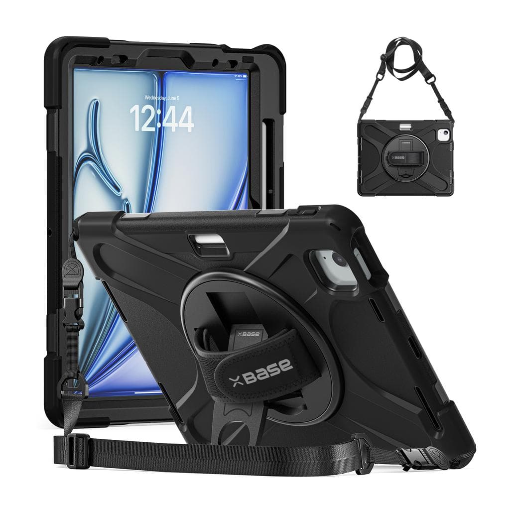 Heavy Duty Case for iPad Air 11 2024/2025 w/ Hand Strap, Shoulder Strap & Kickstand