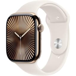 Apple Watch Series 9 (2023) GPS + Cellular 41 mm - Stainless steel Gold - Sport band Starlight