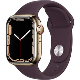 Apple Watch Series 7 (2021) GPS + Cellular 45 mm - Stainless steel Gold - Sport band Purple