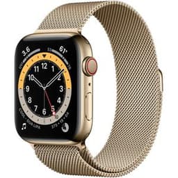 Apple Watch Series 6 (2020) GPS + Cellular 44 mm - Acier inoxydable Or - Bracelet milanais Or