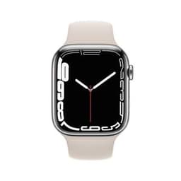 Apple Watch (Series 7) 2021 GPS + Cellular 45 mm - Aluminium Argent - Bracelet sport Blanc
