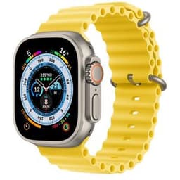 Apple Watch Ultra (2022) GPS + Cellular 49 mm - Titane Titane naturel - Bracelet Océan Jaune