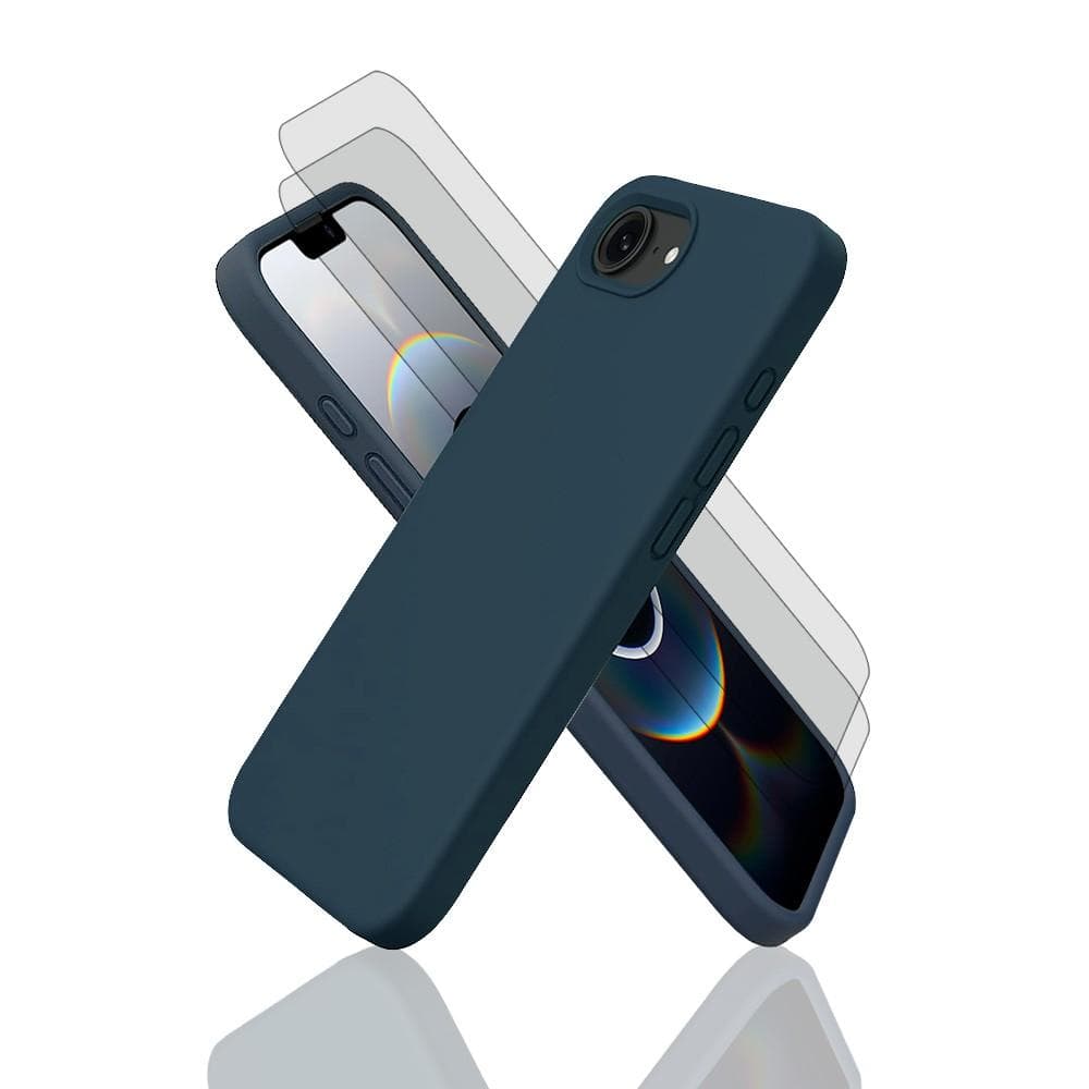 Coque iPhone 16e et 2 écrans de protection - Silicone - Bleu