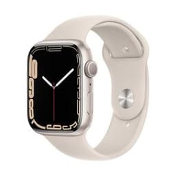 Apple Watch (Series 7) 2021 GPS + Cellular 41 mm - Acier inoxydable Lumière stellaire - Bracelet sport Lumière stellaire