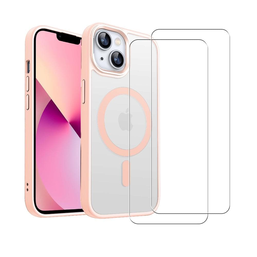 Coque iPhone 13 et 2 écrans de protection - TPU - Rose