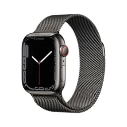 Apple Watch Series 7 (2021) GPS + Cellular 41 mm - Acier inoxydable Graphite - Bracelet milanais Noir