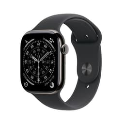 Apple Watch Series 11 (2025) GPS + Cellular 46 mm - Titane Naturel - Bracelet sport Noir