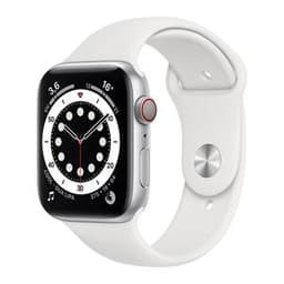 Apple Watch Series 6 (2020) GPS + Cellular 44 mm - Acier inoxydable Graphite - Bracelet sport Blanc