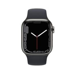 Apple Watch (Series 7) 2021 GPS + Cellular 41 mm - Acier inoxydable Noir - Bracelet sport Noir