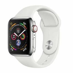 Apple Watch (Series 4) 2018 GPS 44 mm - Acier inoxydable Blanc - Boucle sport Blanc