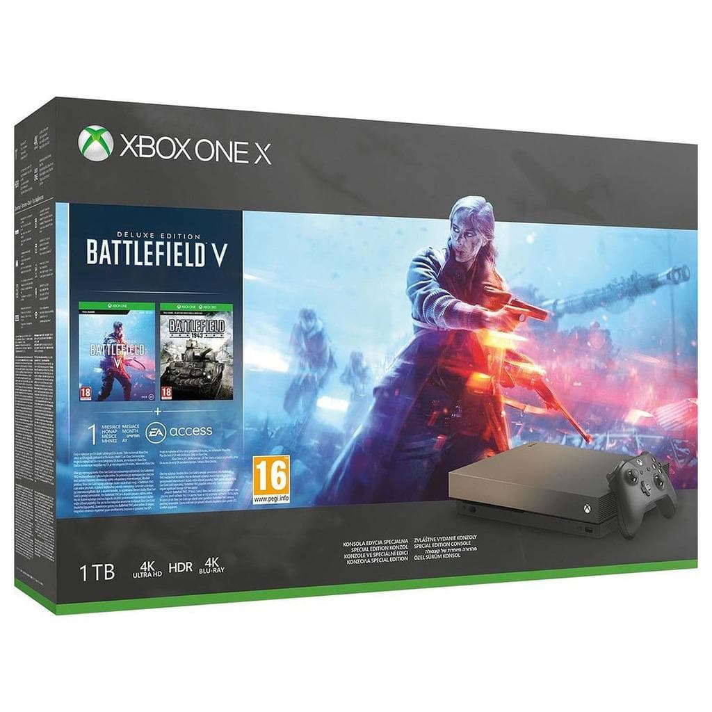 Xbox One X 1000GB - Or - Edition limitée Gold Rush Special + Battlefield V + Battlefield 2042