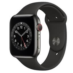 Apple Watch (Series 6) 2020 GPS + Cellular 44 mm - Acier inoxydable Gris - Boucle sport Noir