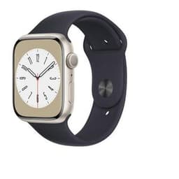 Apple Watch (Series 8) 2022 GPS + Cellular 45 mm - Aluminium Lumière stellaire - Bracelet sport Graphite