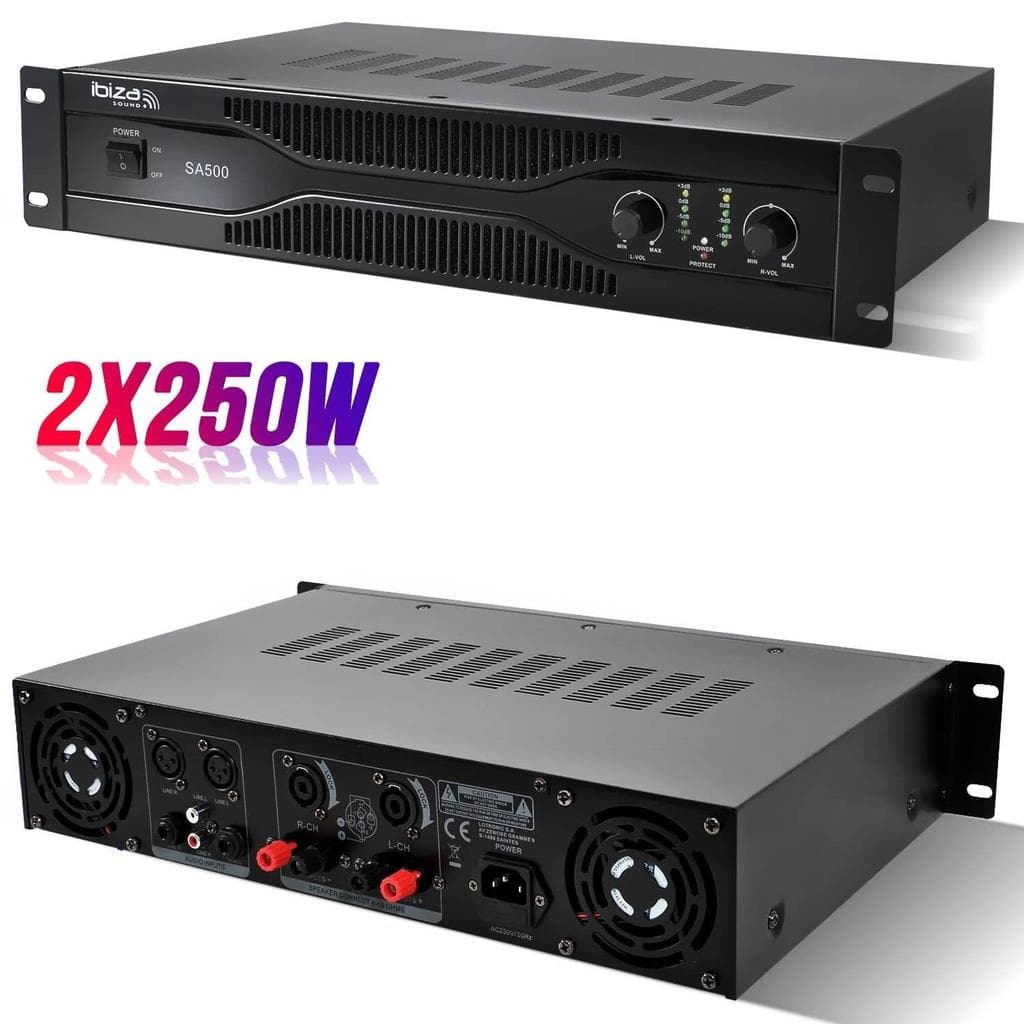 Amplificateur Pack Sono Dj Amplificateur 500W IBIZA SOUND SA500 + Table de mixage MIX800 + CASQUE + Câblages RCA + PC