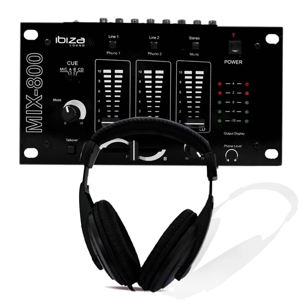 Amplificateur Pack Sono Dj Amplificateur 500W IBIZA SOUND SA500 + Table de mixage MIX800 + CASQUE + Câblages RCA + PC