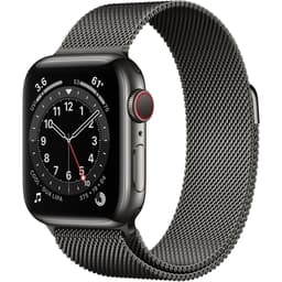 Apple Watch Series 6 (2020) GPS + Cellular 44 mm - Acier inoxydable Graphite - Bracelet milanais Noir