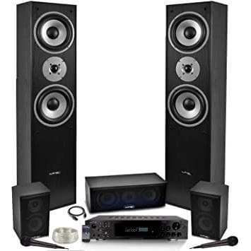 Barre de son Ltc Audio Ensemble 5 enceintes E1004 Noire Hifi / Home-Cinéma 850W LTC + Amplificateur ATM8000 Karaoke USB/BT/FM / 4 x75W + 3 x20W - Noir