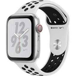Apple Watch Series 4 (2018) GPS + Cellular 44 mm - Aluminium Argent - Bracelet sport Nike Blanc/Noir