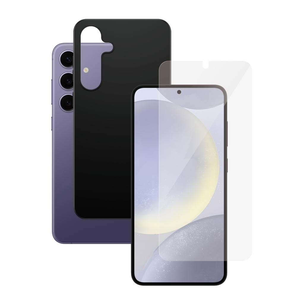 Coque Galaxy S24+ et écran de protection - Silicone - Noir