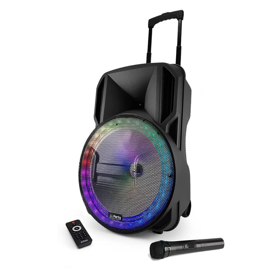 Enceinte Bluetooth Party Sound & Light Enceinte sono DJ PARTY KARAOKE 800W Batterie Disco Mobile 15" à LED RGB USB/MICRO SD/Bluetooth / RADIO FM + Mic