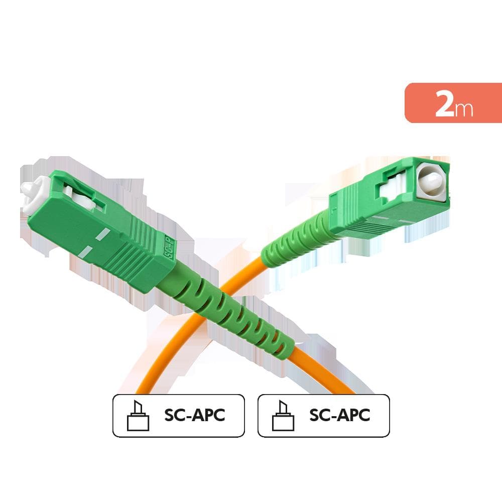 Accesoire TV Câble Fibre Optique SC/APC Box Orange, SFR, Bouygues Monomode 2m mâle/mâle Vert et Vert + Garantie à vie Force Power Lite