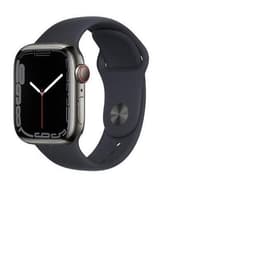 Apple Watch Series 7 (2021) GPS + Cellular 41 mm - Acier inoxydable Graphite - Bracelet sport Noir