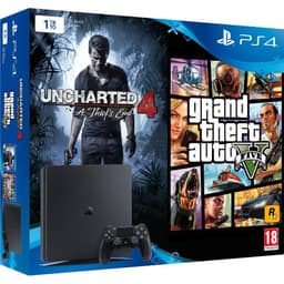 PlayStation 4 Slim 1000Go - Noir + Uncharted 4: A Thief ́s End + Grand Theft Auto V