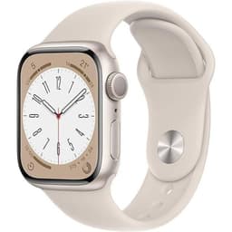 Apple Watch Series 8 (2022) GPS + Cellular 45 mm - Acier inoxydable Argent - Bracelet sport Lumière stellaire