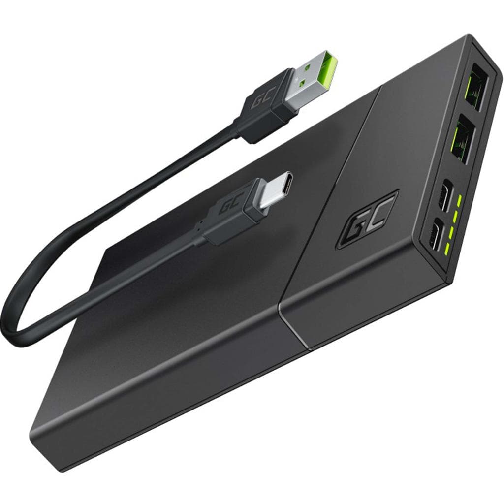 Batterie externe Green Cell Power Bank 10000mAh 5V 2xUSB-A 2xUSB-C 18W