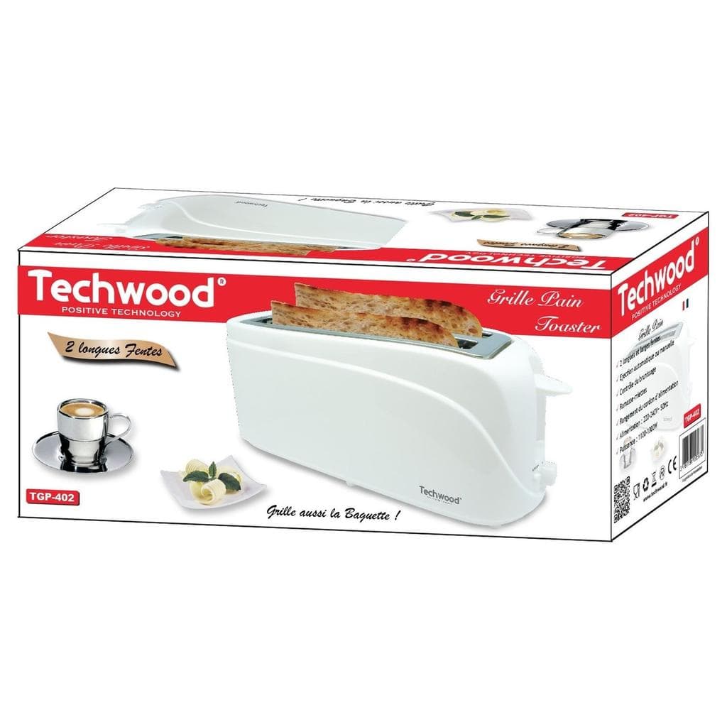 Grille pain Techwood TGP-502 2 fentes - Blanc