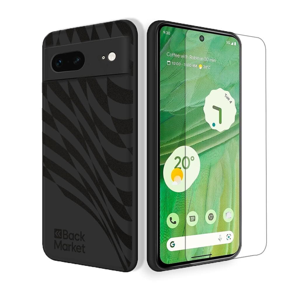 Coque Back Market Pixel 7 et écran de protection - Plastique recyclé - Noir