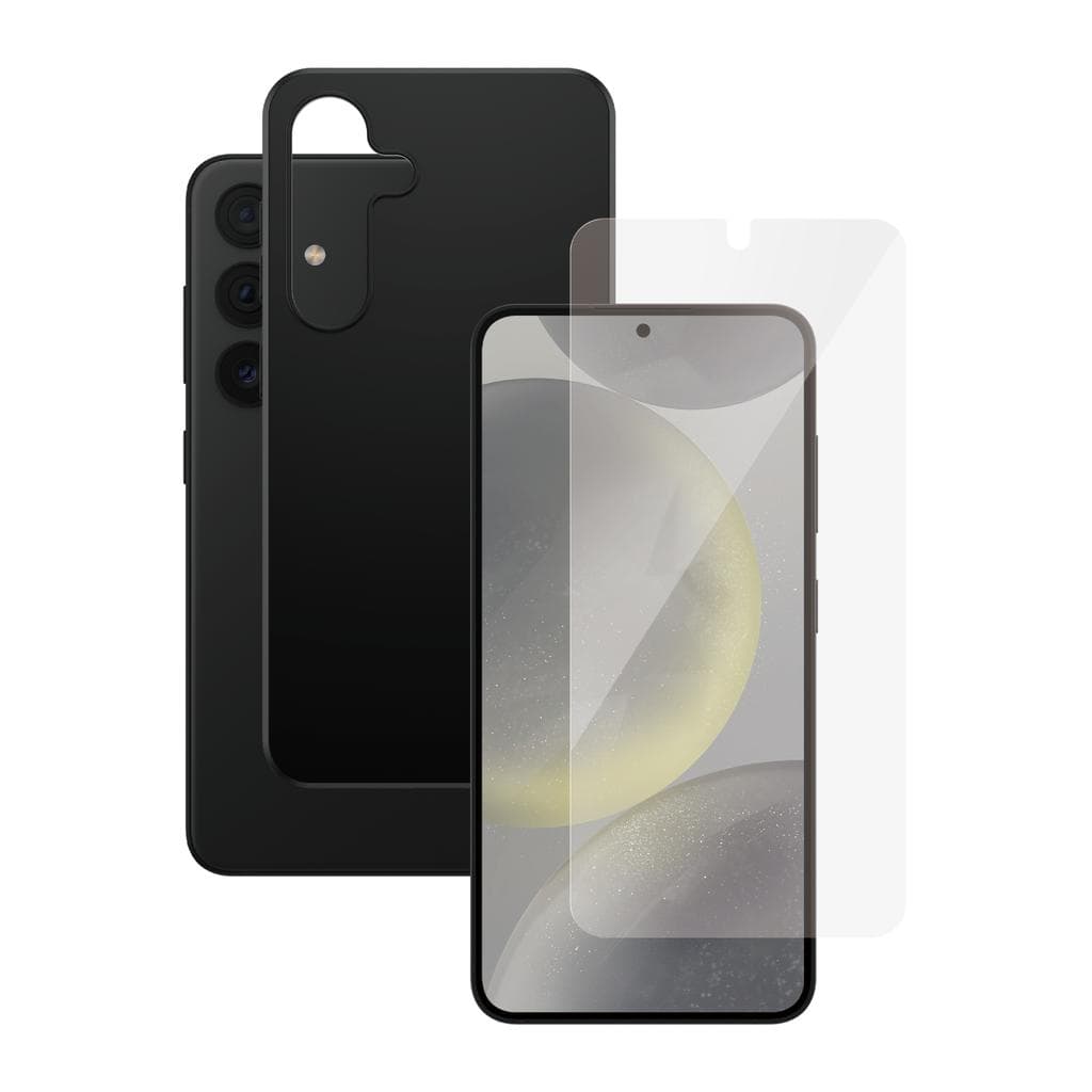 Coque Galaxy S24 et écran de protection - Silicone - Noir