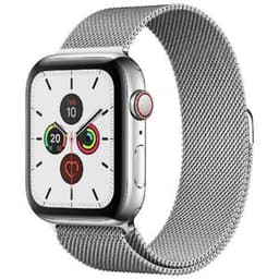 Apple Watch Series 5 (2019) GPS + Cellular 44 mm - Acier inoxydable Argent - Bracelet milanais Gris